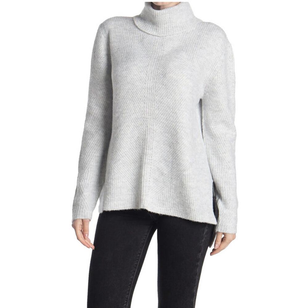 Sweet Romeo Abstract rib Turtle neck tunic in heather gray women Sizes M A003067